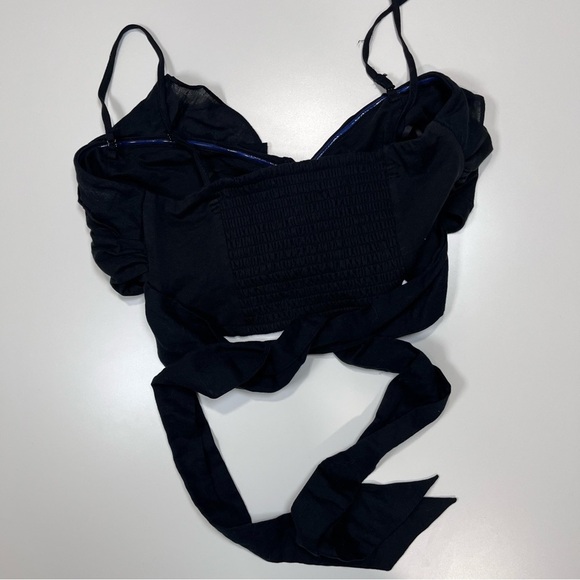 Anthropologie Black smocked Crop Top - Picture 4 of 7
